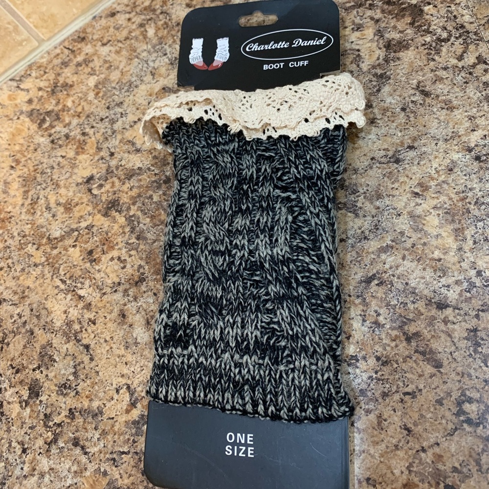 Charlotte Daniel Knitted Black Marled Boot Cuffs